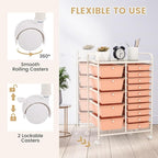 GOFLAME 15-Drawer Rolling Storage Cart, Craft Storage Cart with Removable Drawers & Lockable Wheels, Art Cart Supply Storage Organizer for Home Office Classroom, Peach Fuzz