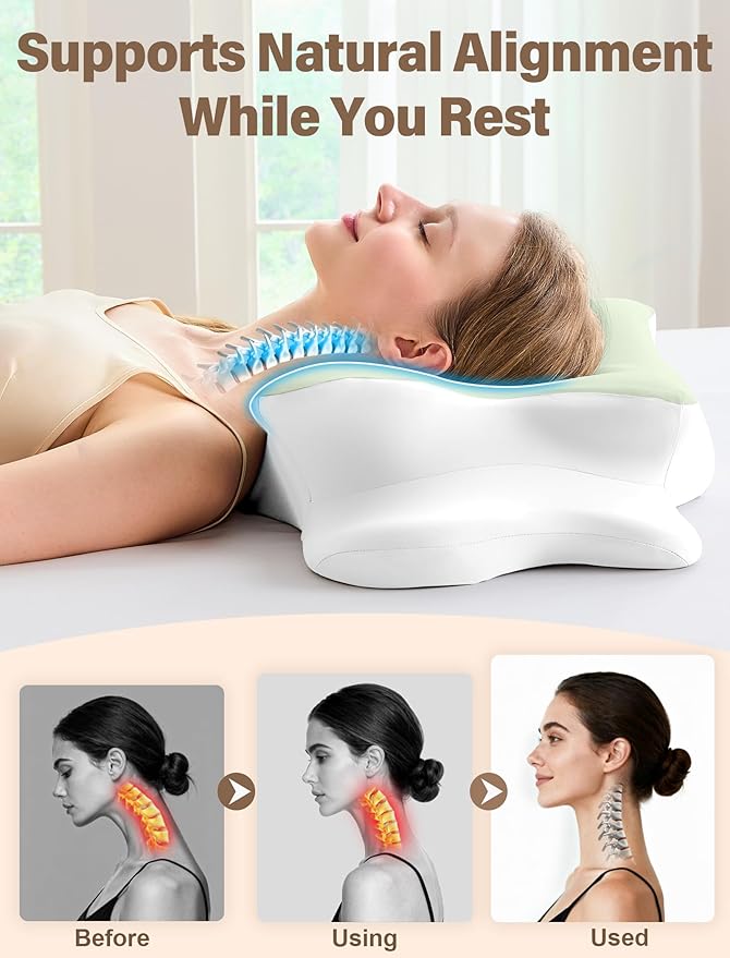 Cervical Neck Pillow for Pain Relief – Ergonomic Memory Foam Pillow for Side - Image 3