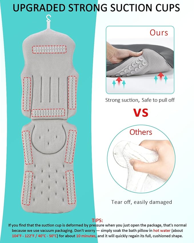 Full Body Bath Pillow for Bathtub, 5D Thick Tub Pillow for Bathtub - Image 4