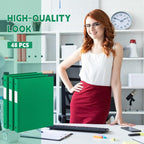 Henoyso 48 Pcs 3 Ring Binder 0.5 Inch Round Fits Letter Size 8.5'' x 11'' Paper Plastic Flexible Binder Bulk Holds 140 Sheets with 1 Pockets Versatile Organizer for Home Office School (Green)
