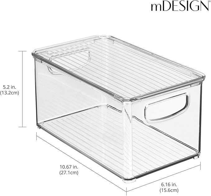mDesign Deep Plastic Bathroom Storage Bin Box, Lid/Built-in Handles, - Image 4