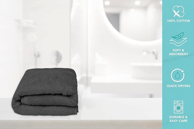 Large Bath Towels Bulk Set of 12 – 100% Cotton Terry – 24" x 50" – Quick Dry - Image 6