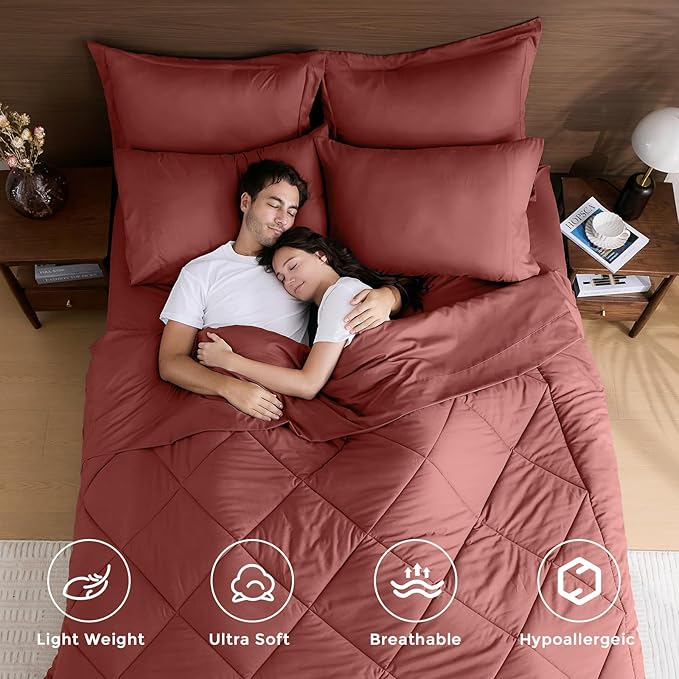 HEVUMYI Terracotta King Comforter Set - Image 2