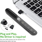 AMERTEER Wireless Presentation clicker for Powerpoint Presentations, Green Light Rechargeable Powerpoint Clicker with Laser Pointer Support Hyperlink RF 2.4GHz (1 PCS)