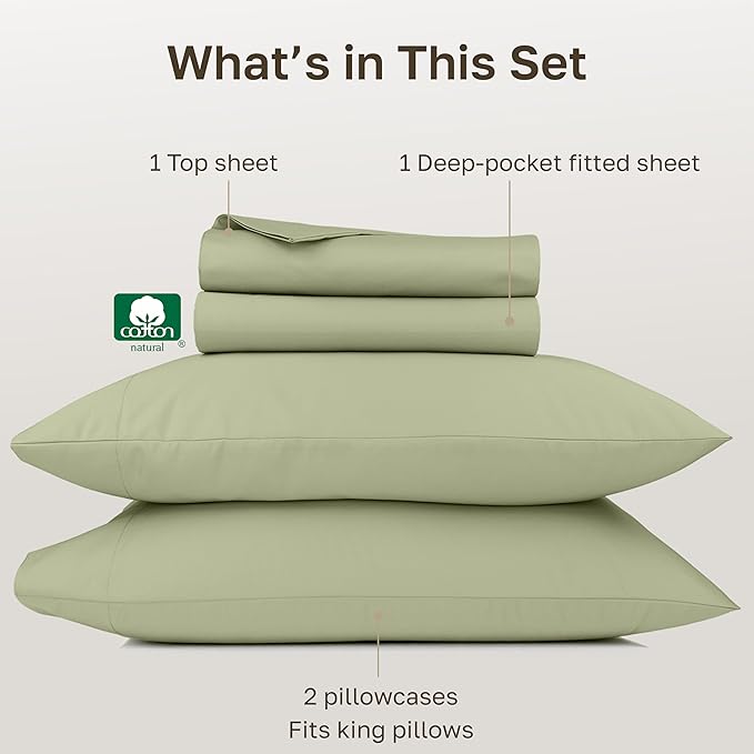 California Design Den Thick and Natural 100% Cotton Bed Sheets King Size Set - Image 4
