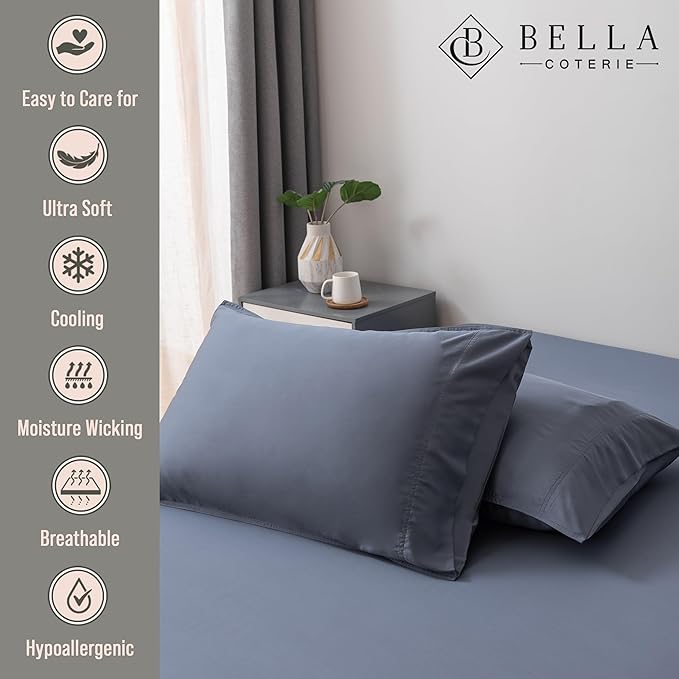 BELLA COTERIE | Luxury Bamboo Viscose Standard Size Pillowcase Set | 100% - Image 2