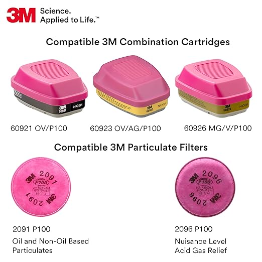 3M Full Facepiece Reusable Respirator 6700, Large Lens, ANSI High Impace Eye - Image 9