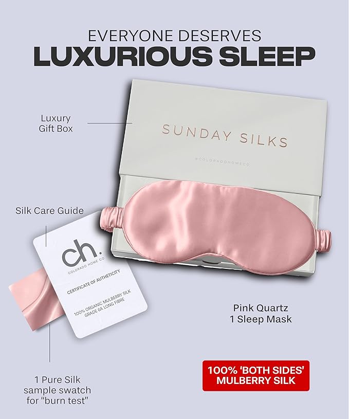 SUNDAYSILKS™ Exclusive Mulberry Silk Sleep Mask | Soft Eye Covers, and - Image 4
