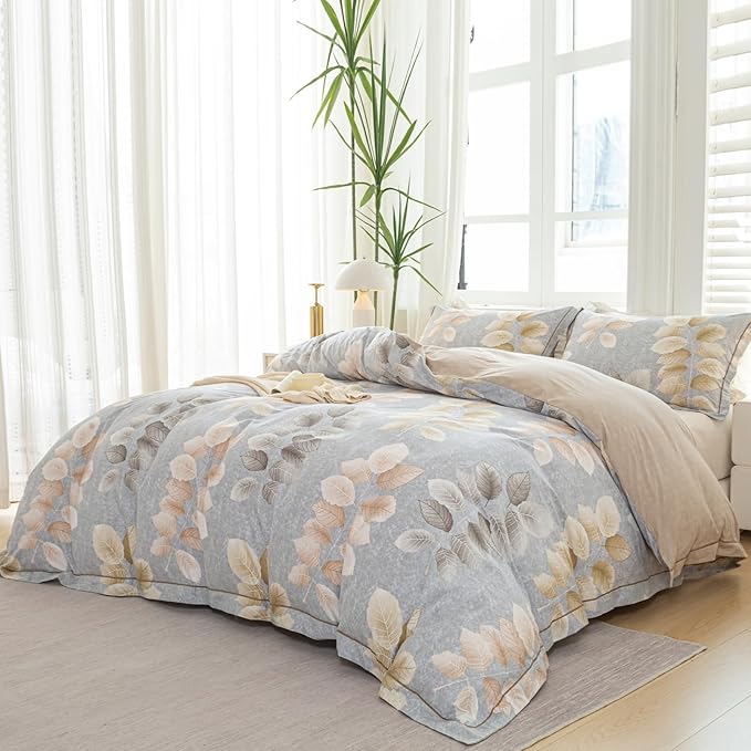 OAITE Duvet Cover Set Queen Size Floral Pattern 500 Thread Count Ultra Soft - Image 2