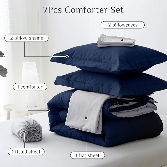 JOLLYVOGUE Full Comforter Set, Ultra-Soft Bed in a Bag Full Size 7 Pieces - Image 5