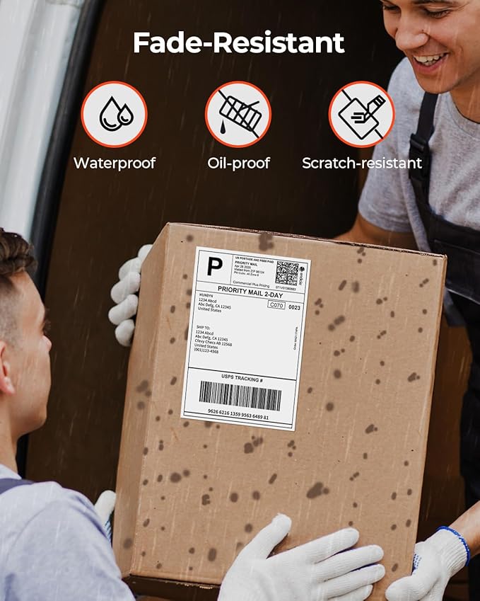 MUNBYN 4x6 Inch Direct Thermal Labels, 6000 Labels/12 Stacks(500 Pcs per Stack), Fanfold Shipping Label Paper for Thermal Printers, Permanent Adhesive Mailing Postage Labels for Shipping Packages