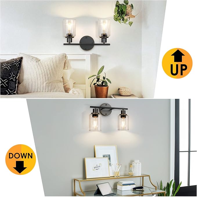 FOLKSMATE Bathroom Light Fixtures, 2-Light Oil Rubbed Bronze Vanity Light - Image 2