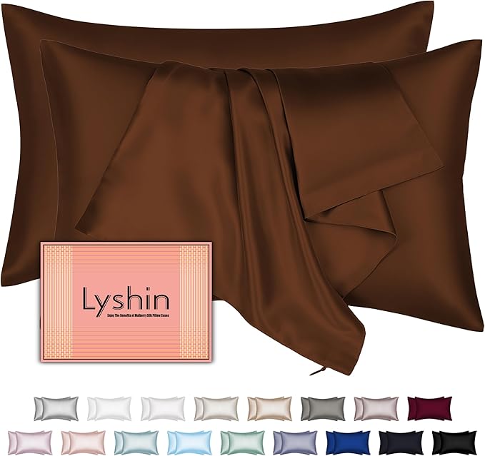 Silk Pillow Cases 2 Pack King Size by LYSHINSILKPILLOWCASES