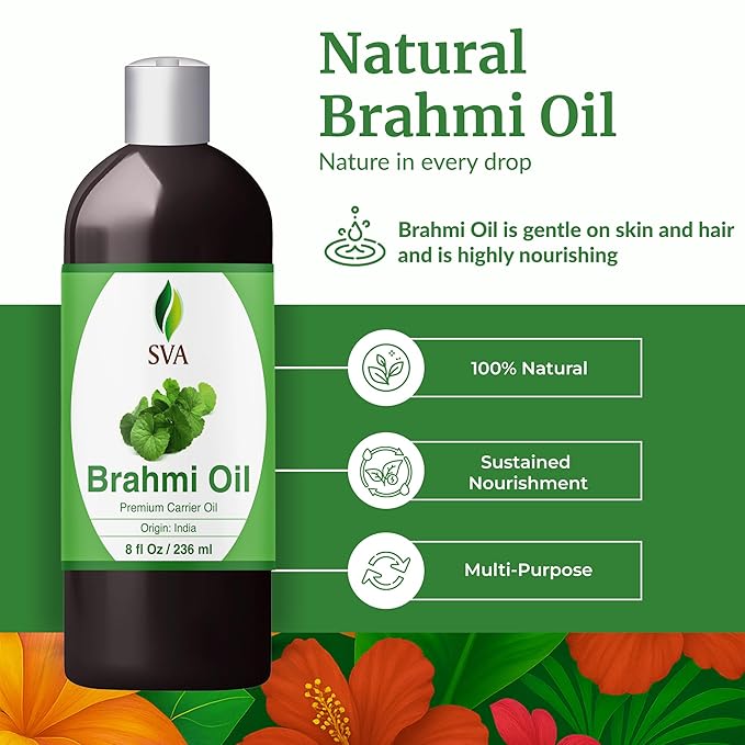 SVA Brahmi Oil - 8 Fl Oz – 100% Natural Cold Pressed Brahmi Oil - - Image 2