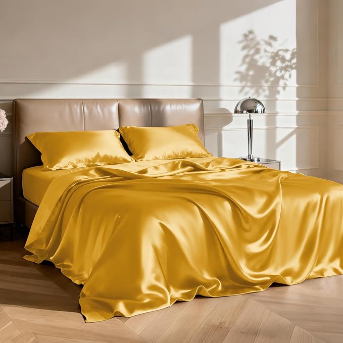 Love's cabin 4Piece California King Satin Bed Linen Set, Deep Pocket, Luxury - Image 2