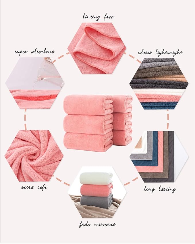 Lumimi Towels 6 Piece Soft Microfiber Bath Towel Set Salon Gym Yoga Travel - Image 4