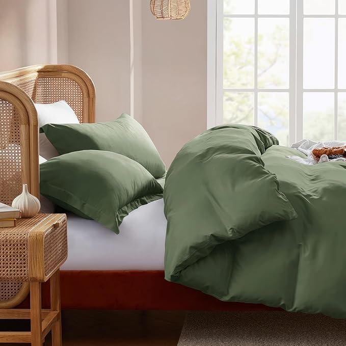 Nestl Olive Green Duvet Cover Queen Size - Image 7