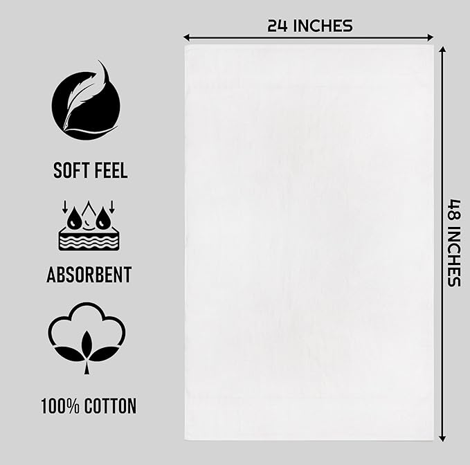 ZUPERIA White Bath Towels Bulk 60 Pack - Image 3