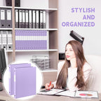 Henoyso 16 Pcs 3 Ring Binder 0.5 Inch Round Fits Letter Size 8.5'' x 11'' Paper Plastic Flexible Binder Bulk Holds 140 Sheets with 1 Pockets Versatile Organizer for Home Office School (Light Purple)