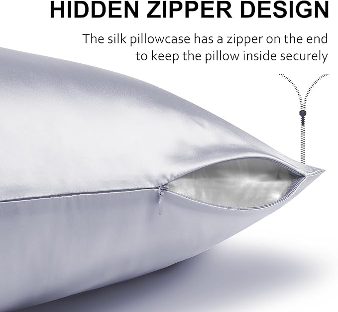 Ravmix Silk Pillow Cases with Zipper, 21momme Mulberry Silk Pillowcase - Image 6