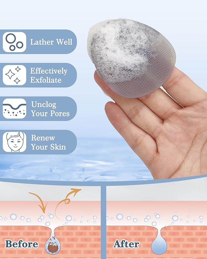 Manmihealth Silicone Back Scrubber & Bath Glove & Face Brush Set, - Image 5