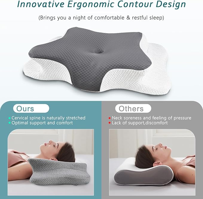 CHxxy Cervical Neck Pillow for Pain Relief Sleeping, Memory Foam Pillows - Image 3