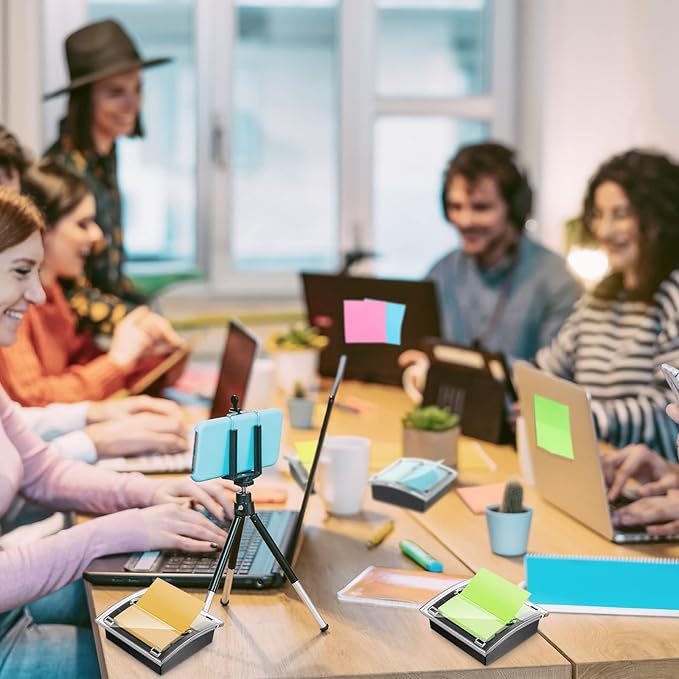 Meanplan 3 Pack Pop up Sticky Dispenser Note Holder Black Base with 24 Pads Colored Pop up Sticky Notes Memo Pads Self Stick 3x3 Refills Back to School Office Desk Supplies, 50 Sheet Per Pad