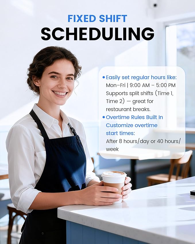 NGTeco Fingerprint & PIN Biometric Time Clock, Standalone Punch Machine for Employees Small Business, No WiFi/Software Required, No Monthly Fees