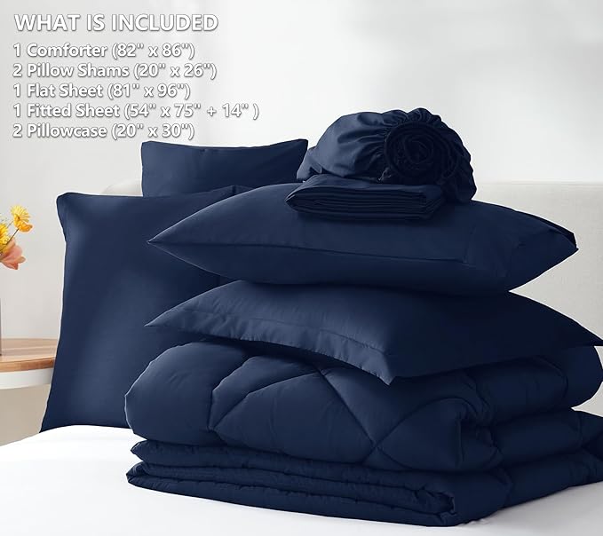 CozyLux Full Size Comforter Sets Navy Blue - Image 6