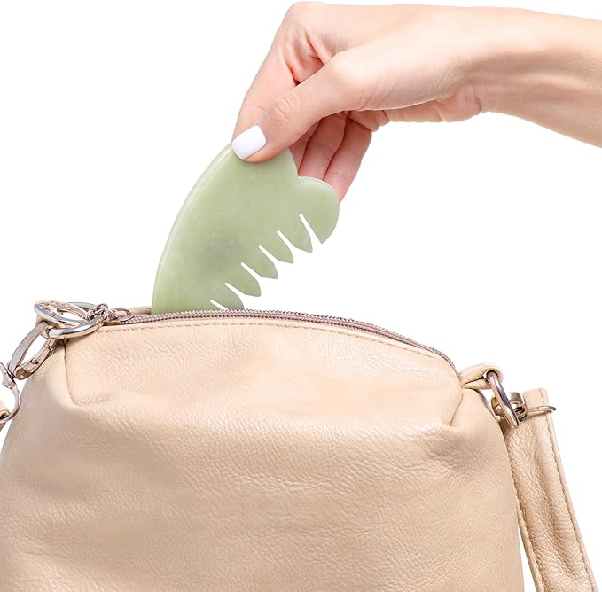 Geiserailie 2 Pcs Jade Combs Esthetician Supplies Massage Stone Hair Gua Sha - Image 6
