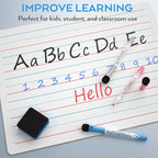 Nicpro Dry Erase Lap Board 12 x 16 inches 2 Pack Ruled Kid Double Sided Blank & Lined Small White Board with 8 Pens, 2 Eraser, Learning Mini Whiteboard Portable for Students Home School Supplies