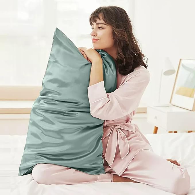 Teal Silk Pillow Cases Queen Made in USA, 100% Mulberry Silk Pillowcase - Image 2