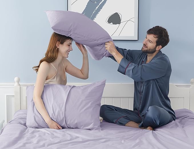 Pillow Cases, King Size Cotton Percale Weave Pillowcases, Pre-Shrunk Breathable - Image 2
