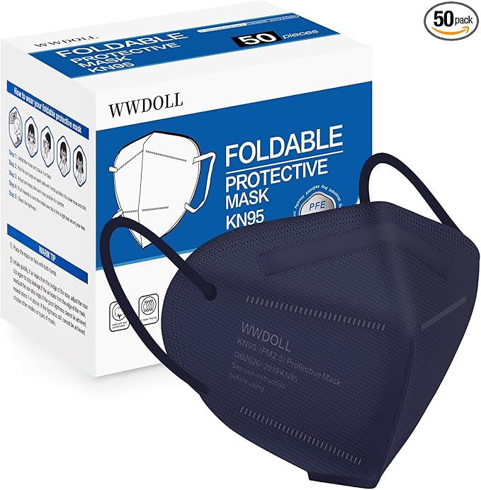 WWDOLL KN95 Face Mask 50 Pack, 5-Layers Breathable KN95 Masks by WWDOLL