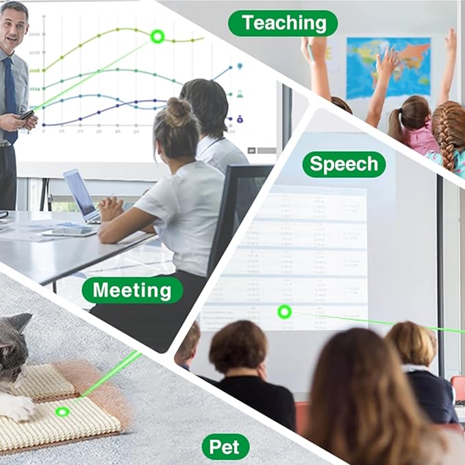 Wireless Presentation Clicker with Green Laser Pointer, Volume Control USB Type C Slide Presenter Remote for Keynote/PPT/Mac/PC/Laptop Office