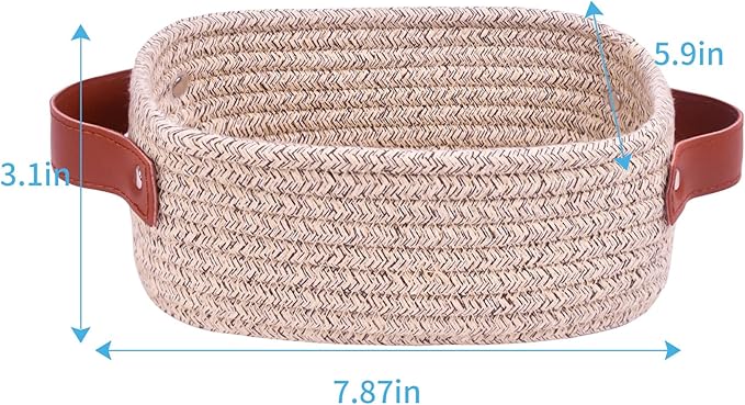 ABenkle Small Storage Basket, Mini Rope Woven Baskets, Cute Shelf Closet - Image 2