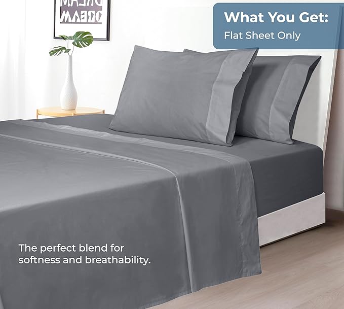Royale Linens 100% Organic Cotton Full Flat Sheet Only - Image 5