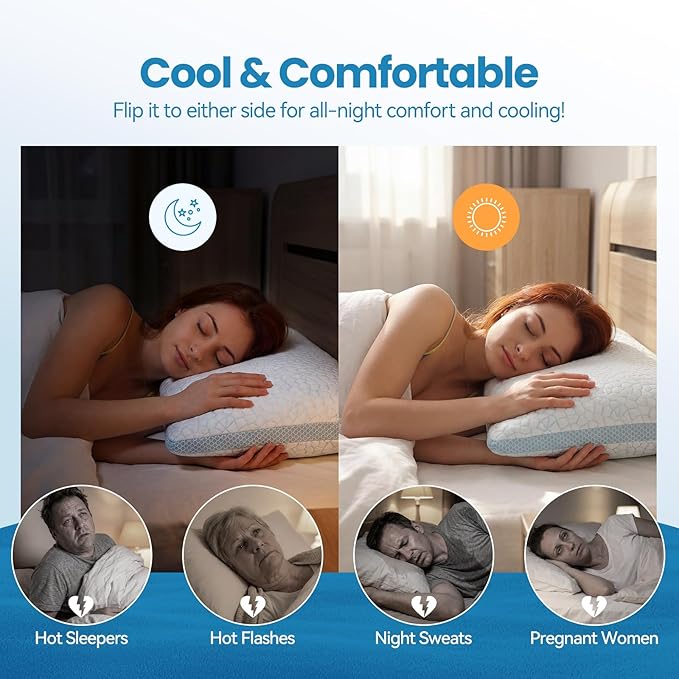 QUTOOL Cooling Pillows for Hot Sleeping, Shredded Memory Foam Pillows Queen - Image 6