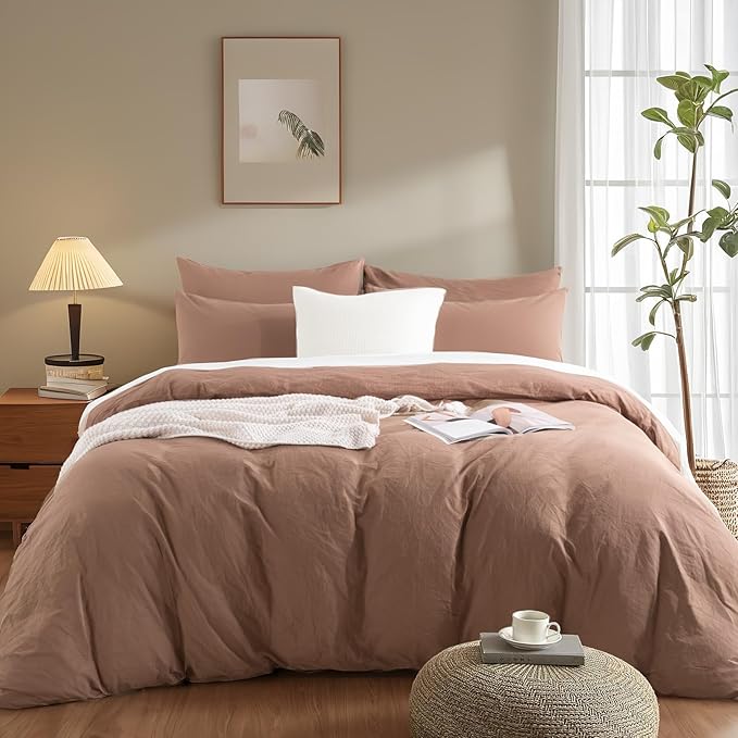 NEXHOME PRO Duvet Cover Set 100% Washed Cotton California King 104"x98" - Image 2