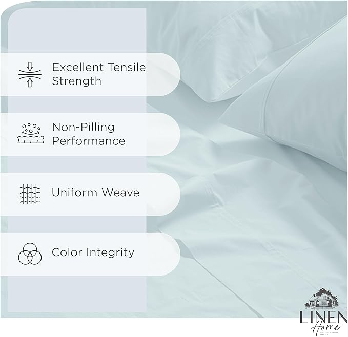 Linen Home 100% Cotton Percale Sheets California King Size, Deep Pocket - Image 2