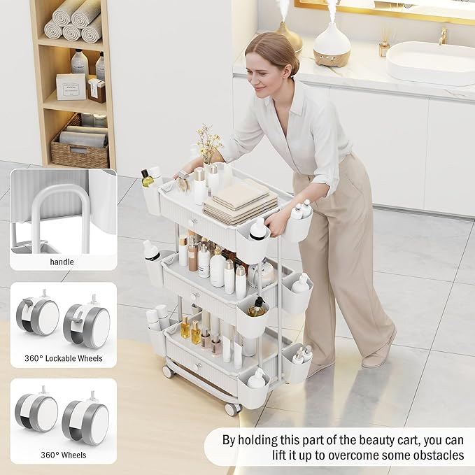 3 Tier Drawer Shelf Beauty Cart - Image 4