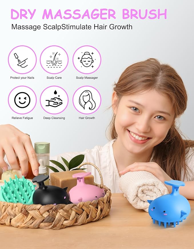 Scalp Massager Hair Growth Shampoo Brush, Silicone Scalp Scrubber Shower Scalp - Image 4