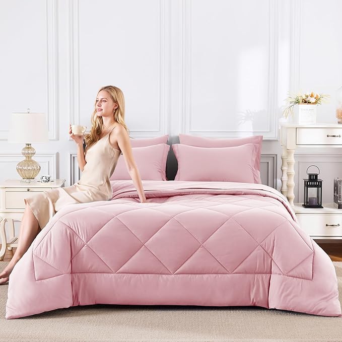 CozyLux Full Size Comforter Sets Pink - Image 7