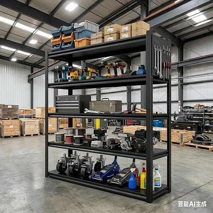 PLMFJQK 2 Sets Storage Shelves with Pegboard,72“*48" Wide 24”Heavy Duty Garage Shelving Units and Storage,Metal Shelving Adjustable Shelves,Garage Storage Rack,Industrial Utility Organization