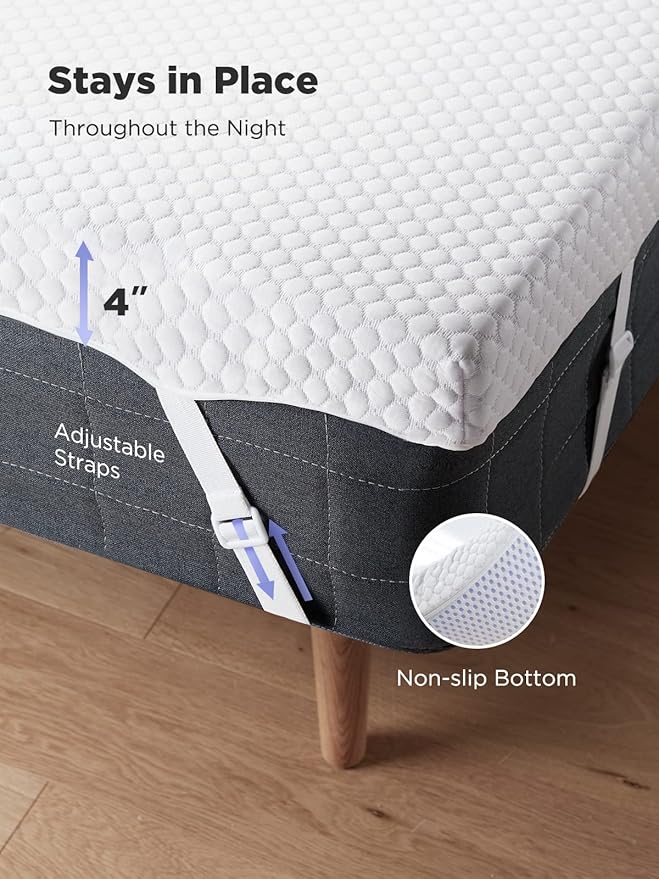 PERLECARE 4 Inch Gel Memory Foam Mattress Topper, Premium Soft Mattress Topper - Image 5