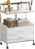 Salon Rolling Trolley with Lockable Wheels Barber Cart with Storage Drawer by Waktavel
