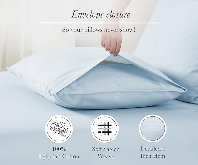 California Design Den Pillow Cases King Size Set of 2-100% Egyptian Cotton - Image 5