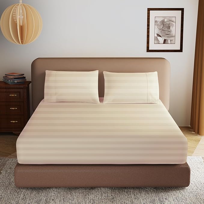 100% Egyptian Cotton Fitted Sheet Queen Size, 600 Thread Count, Single Fitted by ZaizaiHome