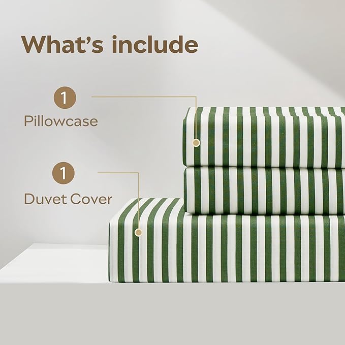 JELLYMONI 100% Natural Cotton Striped Duvet Cover Sets, - Image 8