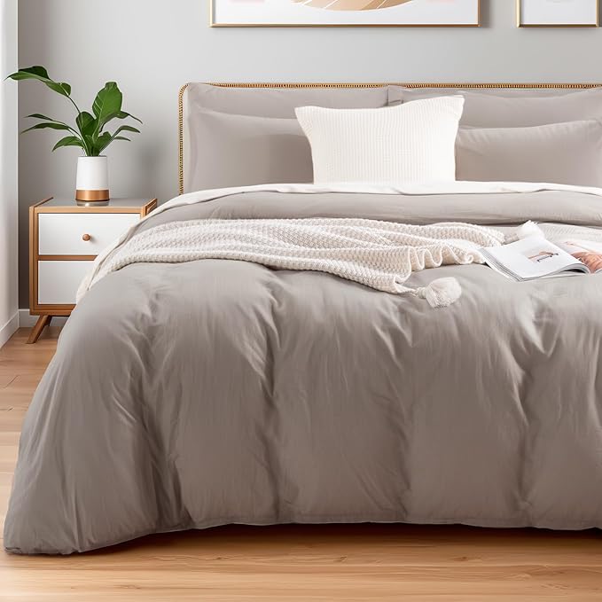 NEXHOME PRO Duvet Cover Set 100% Washed Cotton Oversized King 120"x98" Linen by NEXHOMEPRO